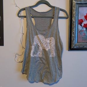 Summer Tank Top Gray Elephant Cute Comfy